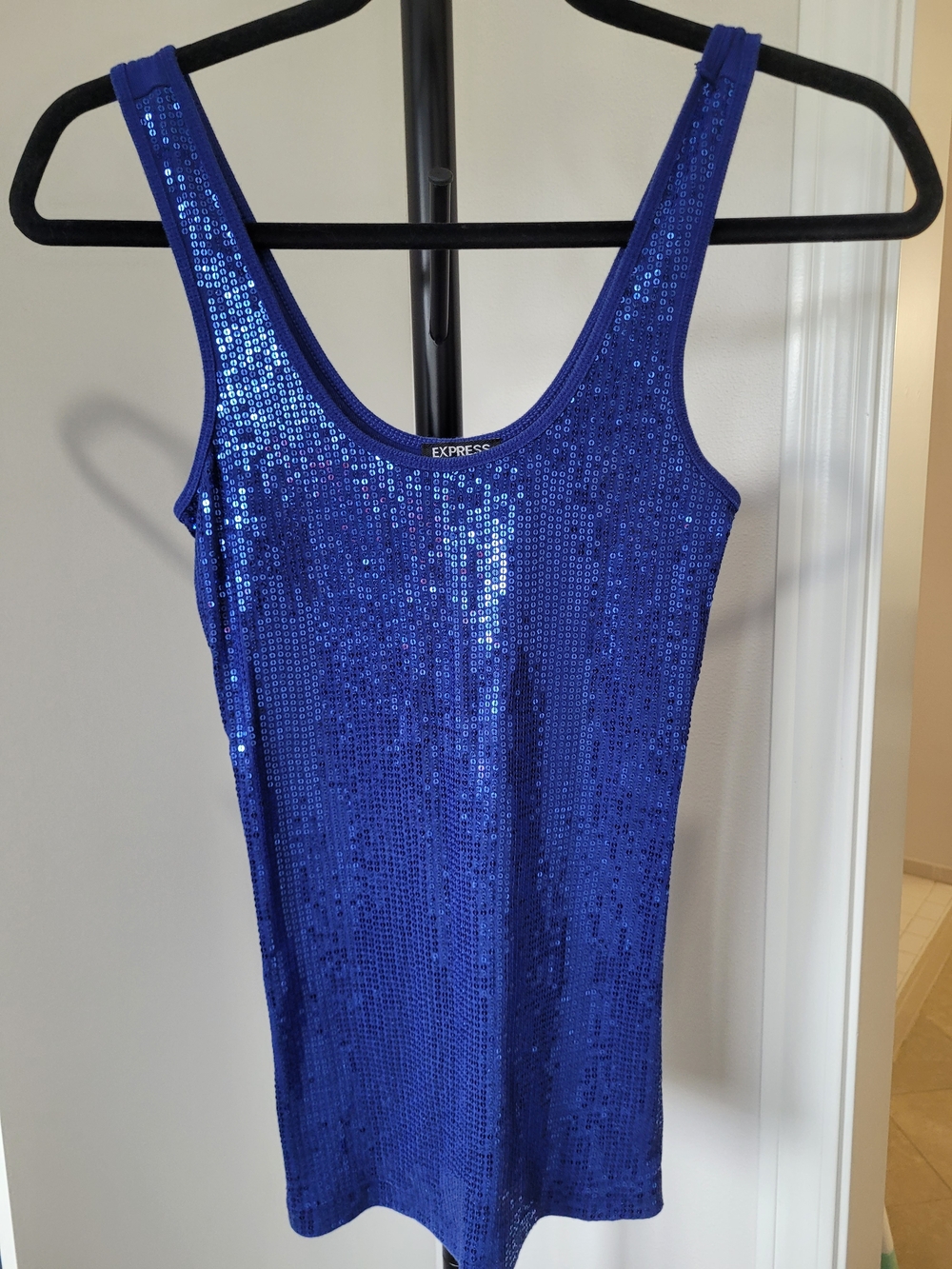 Express Royal Blue Sequin Tank Top
